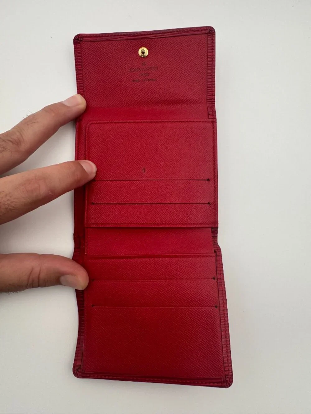 Louis Vuitton Red Epi Elise Trifold Wallet with COA